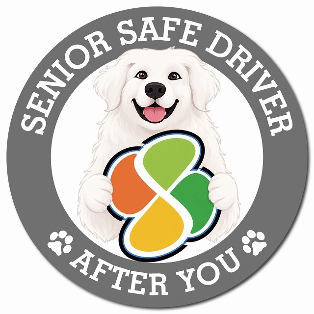 カーサイン 高齢者マーク SENIOR SAFE DRIVER グレートピレニーズ マグネット 強力 直径13cm 肉球 日本製 車 ステッカー
