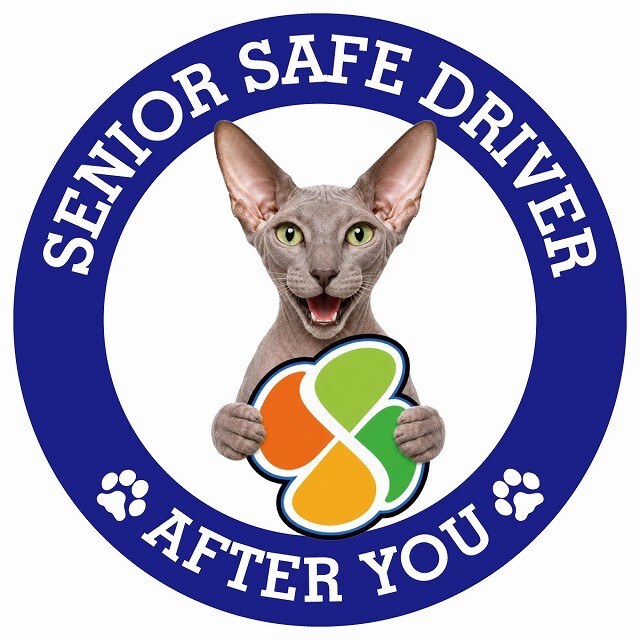 カーサイン 高齢者マーク SENIOR SAFE DRIVER ピーターボールド ステッカー シール 直径13cm 肉球 日本製 車