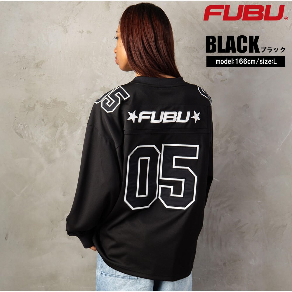 FUBU フブ ゲームシャツ メンズ レディース fam-62713 フットボールシャツ 長袖 Vネック ナンバリング 迷彩 チョコチップ カモフラ ロンT オーバーサイズ ストリート ヒップホップ ダンス カジュアル M L XL XXL 2026FW Karlas