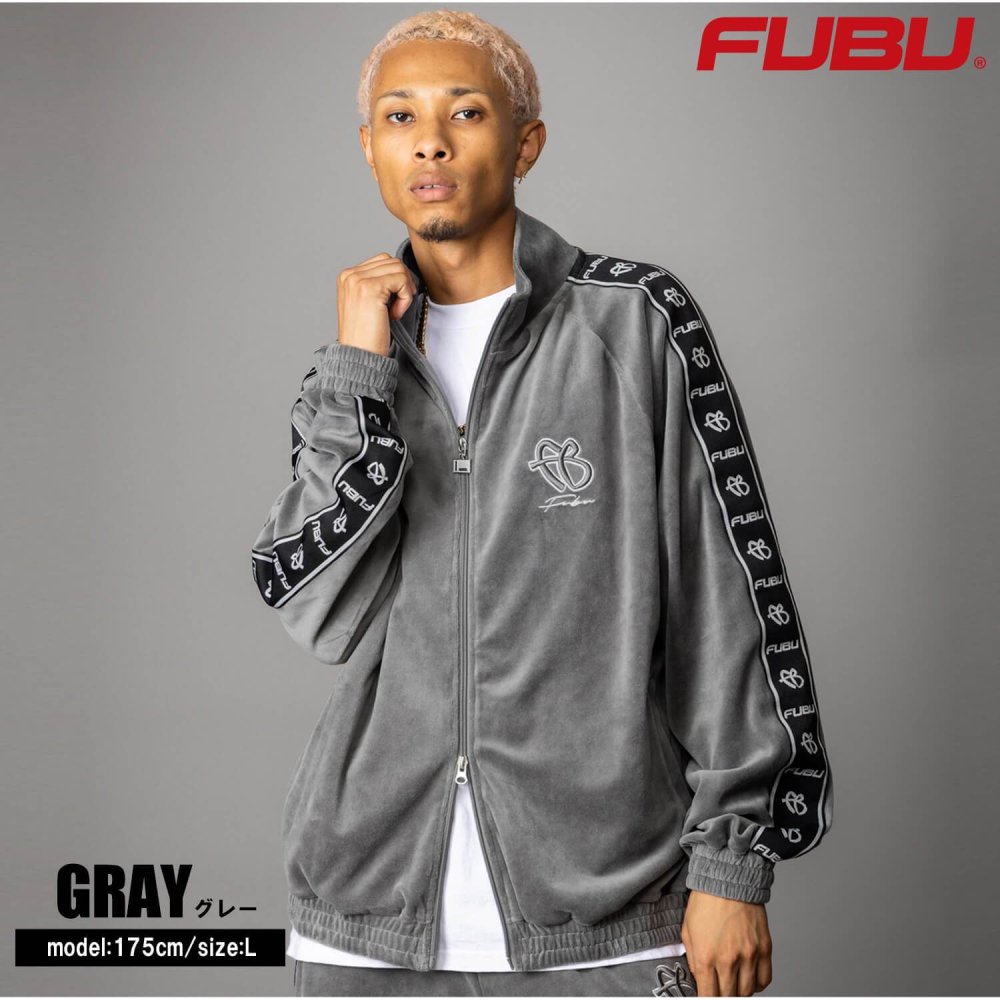  FUBU フブ ベロア トラックジャケット メンズ フルジップ ダブルジップ ブルゾン スポーティ ライトアウター ストリート ヒップホップ オーバーサイズ 秋冬 M L XL XXL 大きいサイズ レディース 黒 fam-62709 2026FW