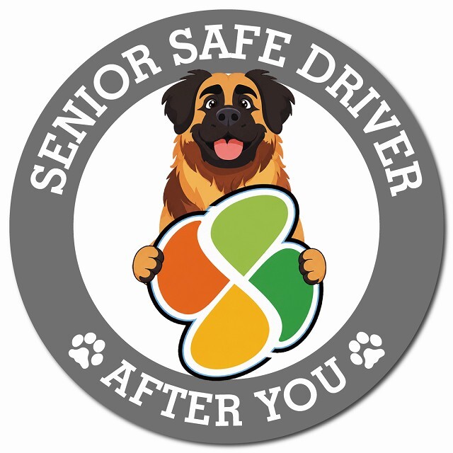 カーサイン 高齢者マーク SENIOR SAFE DRIVER レオンベルガー マグネット 強力 直径13cm 肉球 日本製 車 ステッカー