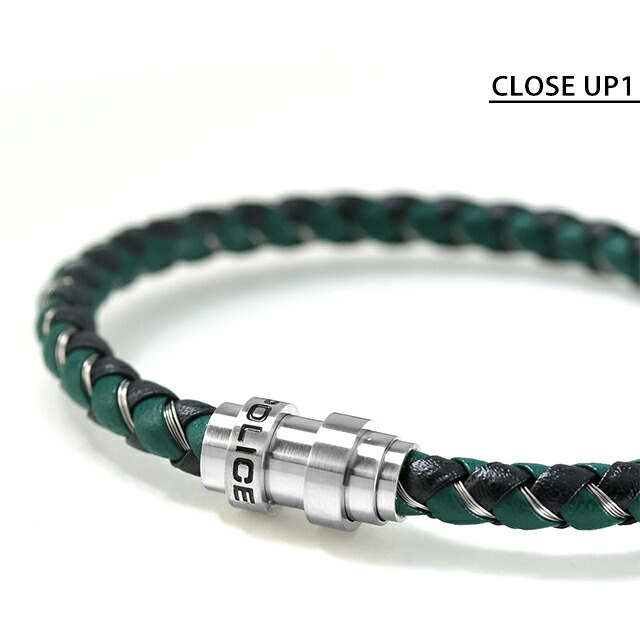 ポリス ブレスレット メンズ ブランド POLICE GRIPCORE GB0082304 グリーン シルバー アクセサリー