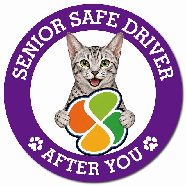カーサイン 高齢者マーク SENIOR SAFE DRIVER エジプシャンマウ マグネット 強力 直径13cm 肉球 日本製 車 ステッカー