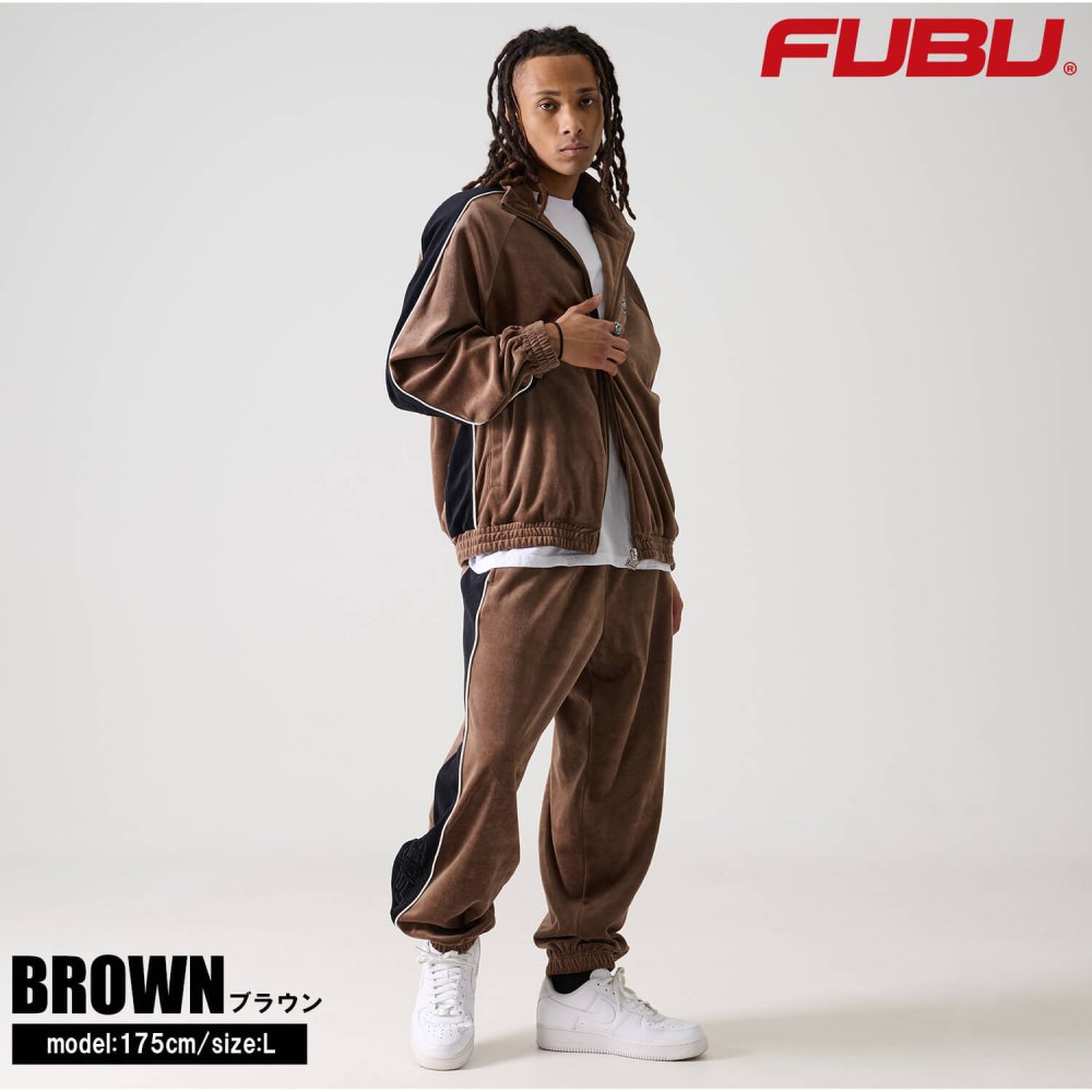 FUBU フブ ジャケット メンズ ベロア 長袖 ライトアウター トラックジャケット ジャージ 春 秋 冬 ハイネック フルジップ ブランド ロゴ トップス オーバーサイズ XL XXL アメカジ レディース ストリート系 ヒップホップ B系 黒 2025fw