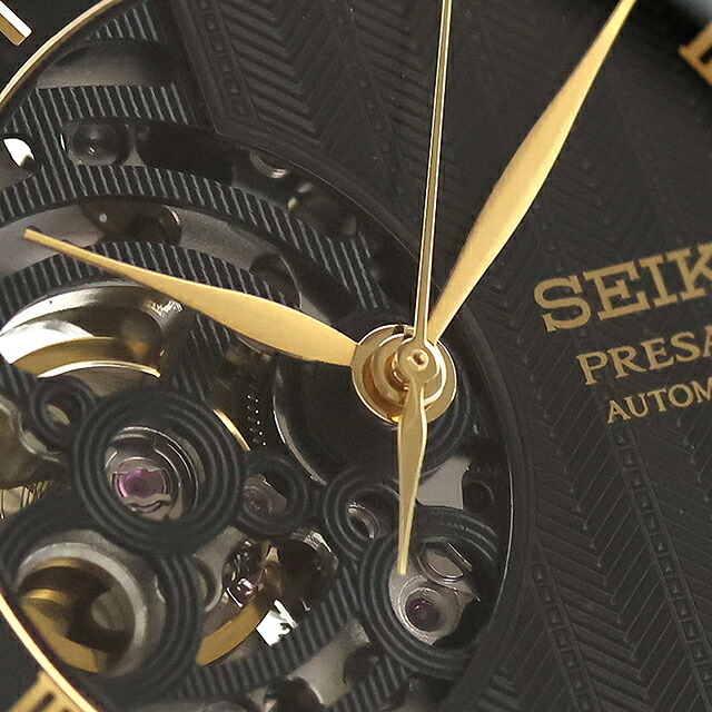 セイコー プレザージュ Japanese Garden 自動巻き 腕時計 ブランド メンズ オープンハート SEIKO PRESAGE HCB008J アナログ ブラック 黒 日本製