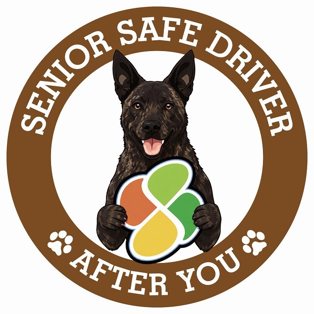 カーサイン 高齢者マーク SENIOR SAFE DRIVER 甲斐犬 ステッカー シール 直径13cm 肉球 日本製 車