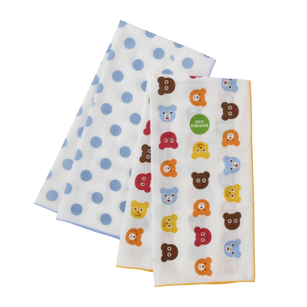 ミキハウス ホットビスケッツ★ビーンズくん スタイ&ガーゼタオル2枚セット【クリアBOX付き】ギフトラッピング　出産祝い　誕生日　お祝い　入園祝い　キッズ服　ベビー服