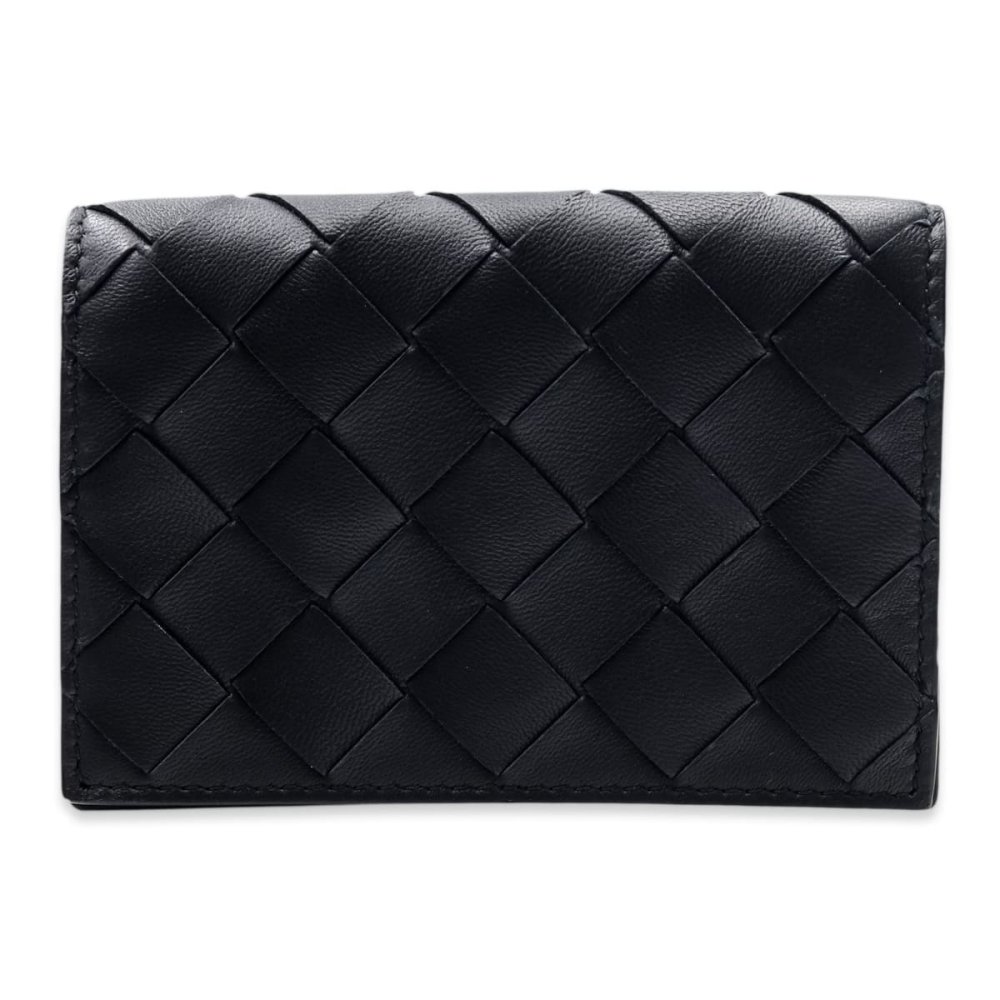 ボッテガヴェネタ BOTTEGA VENETA カードケース 名刺入れ メンズ レディース イントレチャート 本革 レザー ブラック 黒 スナップボタン ビジネスカードケース 667141 V3UH2 8425