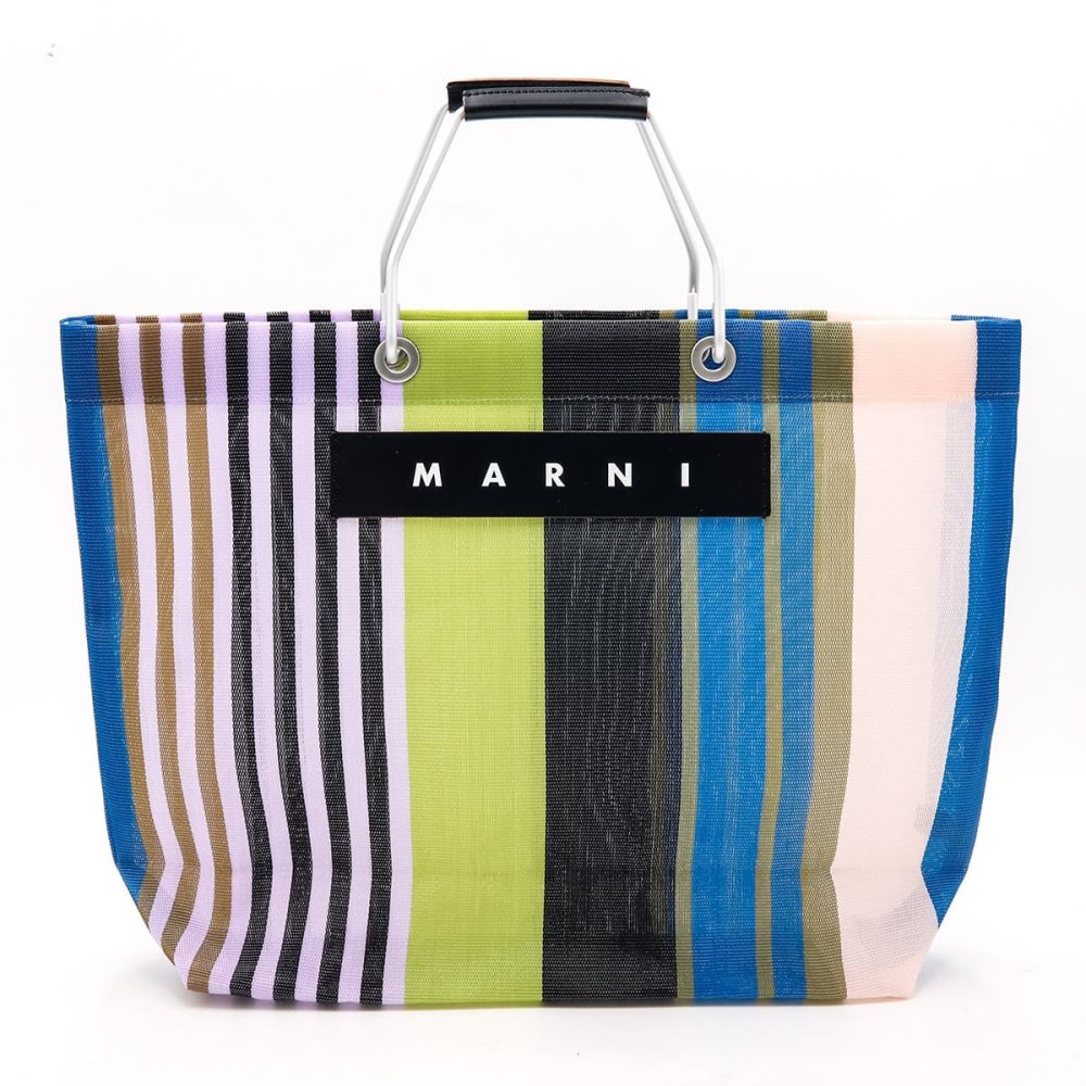 マルニ MARNI トートバッグ マルニマーケット フラワーカフェ ストライプバッグ ミレー SHMHR08A01 TN296 STV35 メッシュ レディース 大容量 軽量 ブランド 新品 ギフト プレゼント