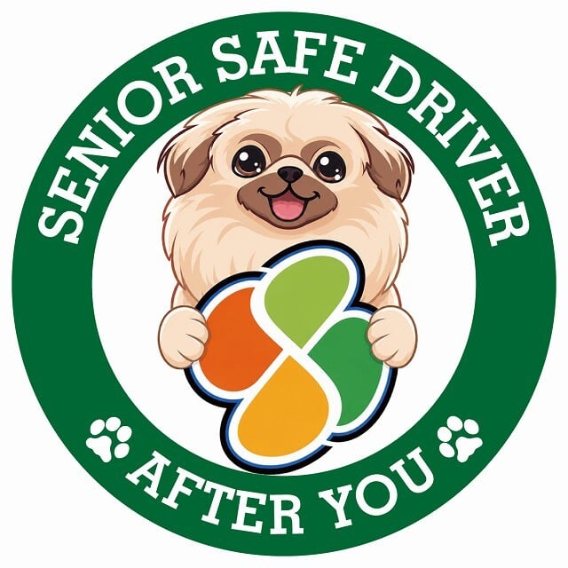 カーサイン 高齢者マーク SENIOR SAFE DRIVER ペキニーズ ステッカー シール 直径13cm 肉球 日本製 車