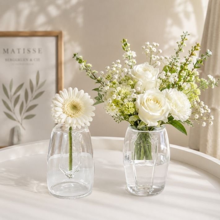 ロクシタン ハンドクリーム ギフト ドライフラワー 入り 2WAY ガラスベース セット 誕生日プレゼント 母の日 退職祝い お礼 おしゃれ インテリア 花瓶 一輪挿し 花入れ ラッピング済 送料無料 女性へ贈る 上質ギフト 誕生日 お礼 妻 母 女友達