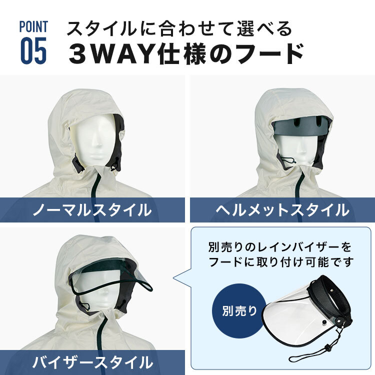 バッグインレインコート メンズ レインコート リュック対応 カジメイク 7591 自転車 通勤 通学 L 3L 男性 カッパ レインウェア 雨具 撥水 防水 透湿 蒸れにくい フード ヘルメット バイザー対応 手甲カバー リフレクター 収納袋付き ブラック ネイビー オリーブ アイボリー