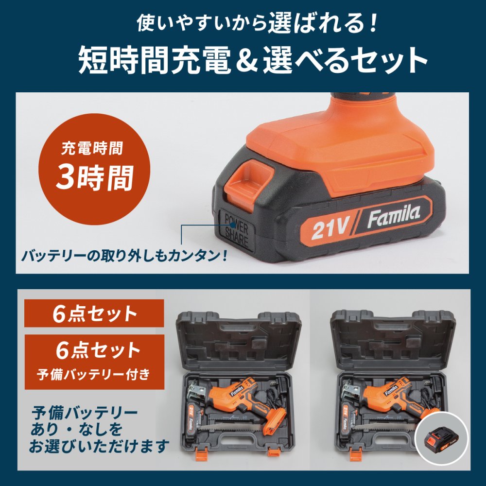 電動のこぎり 充電式 コードレスのこぎり 防刃手袋付き 予備バッテリー付き レシプロソー 最大3000回転 15mmストローク 替え刃4枚 木材 金属 プラスチック 枝切り 庭木 剪定 粗大ごみ 解体 DIY 日曜大工 LEDライト ロック機能 軽量 収納ケース 家庭用 ファミリー・ライフ