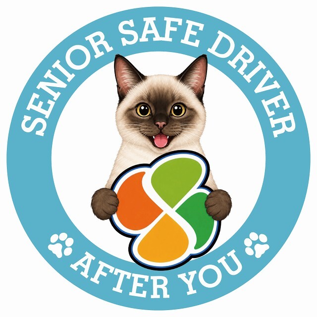 カーサイン 高齢者マーク SENIOR SAFE DRIVER シャム ステッカー シール 直径13cm 肉球 日本製 車