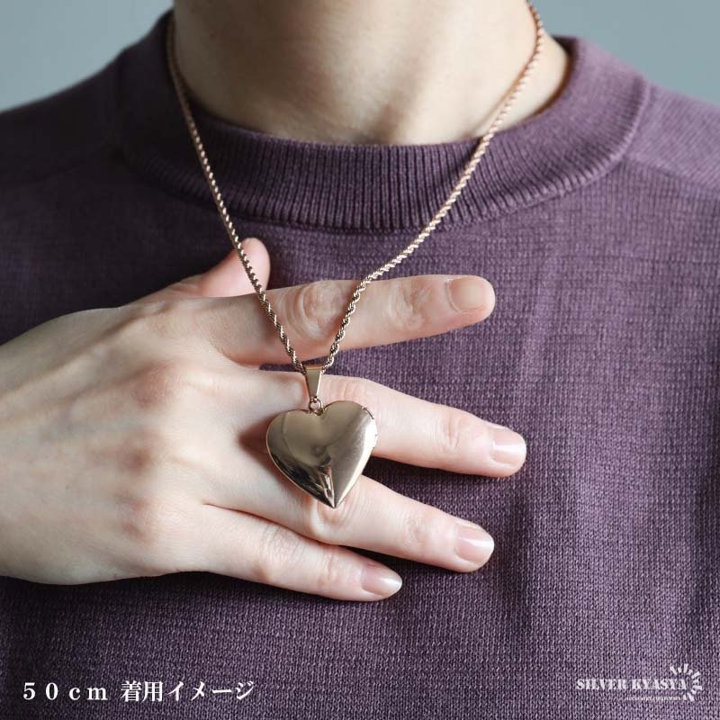 ステンレス ロケットネックレス ロケットペンダント ハートネックレス 写真 記念 思い出 ハワイアンネックレス ロープチェーン ゴールドネックレス 18KGP ピンク シルバー ツイストチェーン 男女兼用 金属アレルギー対応
