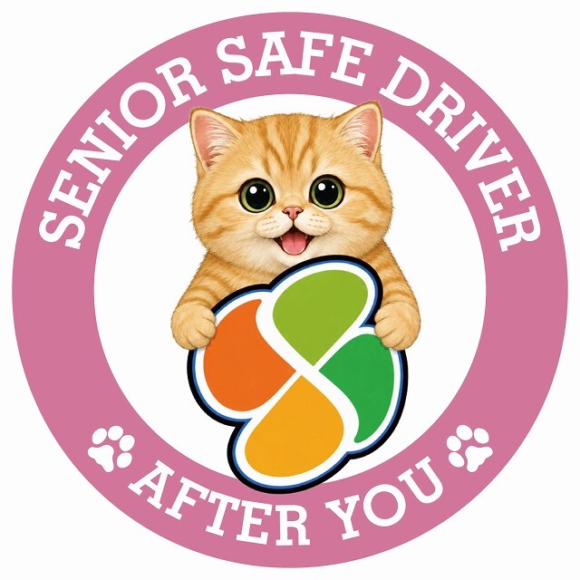 カーサイン 高齢者マーク SENIOR SAFE DRIVER マンチカン ステッカー シール 直径13cm 肉球 日本製 車