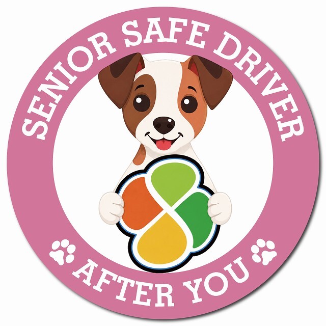 カーサイン 高齢者マーク SENIOR SAFE DRIVER ジャックラッセルテリア マグネット 強力 直径13cm 肉球 日本製 車 ステッカー