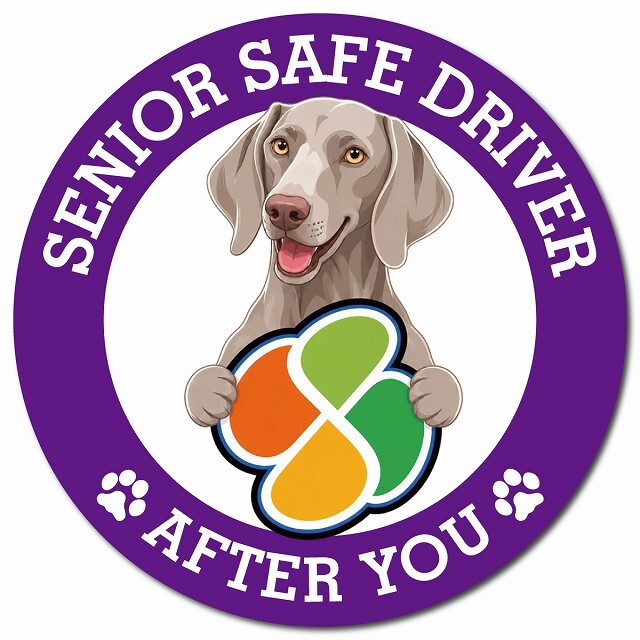 カーサイン 高齢者マーク SENIOR SAFE DRIVER ワイマラナー マグネット 強力 直径13cm 肉球 日本製 車 ステッカー