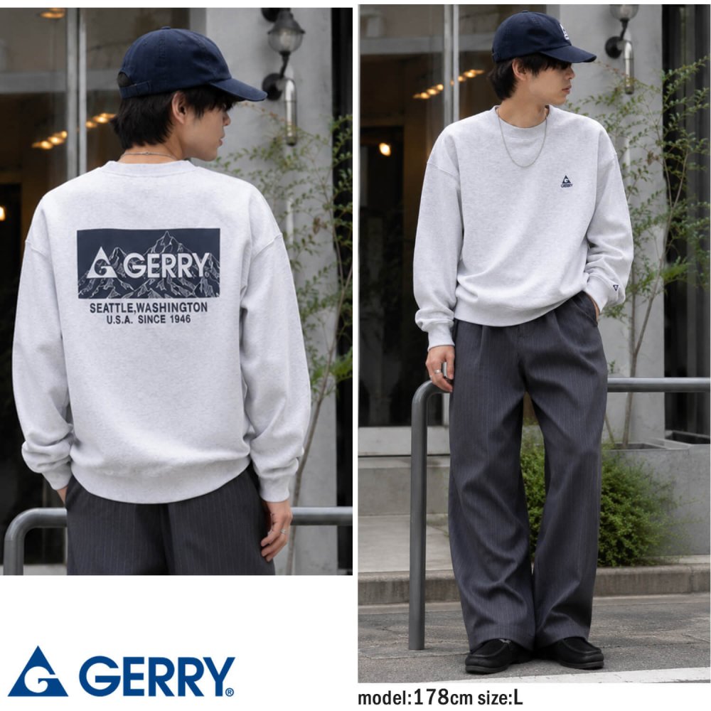 【予約】GERRY ジェリー スウェット トレーナー メンズ レディース gea-m0032 裏起毛 バックプリント 長袖 刺繍 クルーネック 防寒 ビッグシルエット オーバーサイズ アメカジ アウトドア ストリート カジュアル M L LL 2026FW Karlas 別注