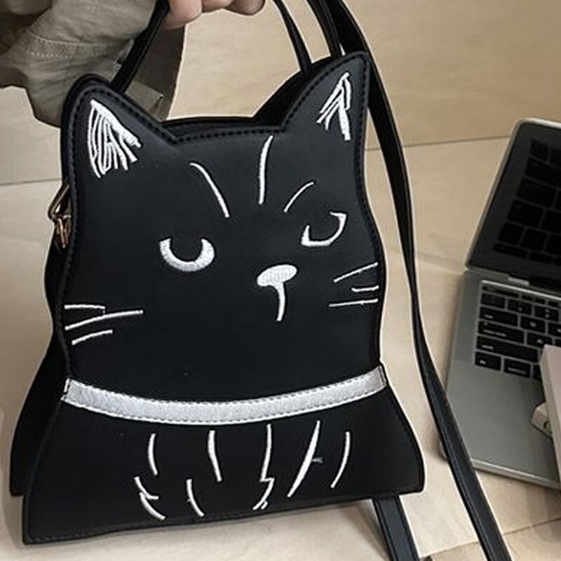 ショルダーバッグ 猫 バッグ スマホショルダー レディース ねこ ネコ 猫柄 刺繍 ミニバッグ 斜めがけ 軽量 2WAY ハンドバッグ 肩掛け 小さめ 大人 かわいい おしゃれ 個性的 黒 ブラック 猫雑貨 プレゼント ギフト 高級感 猫 マチ有 猫雑貨 トート 黒猫