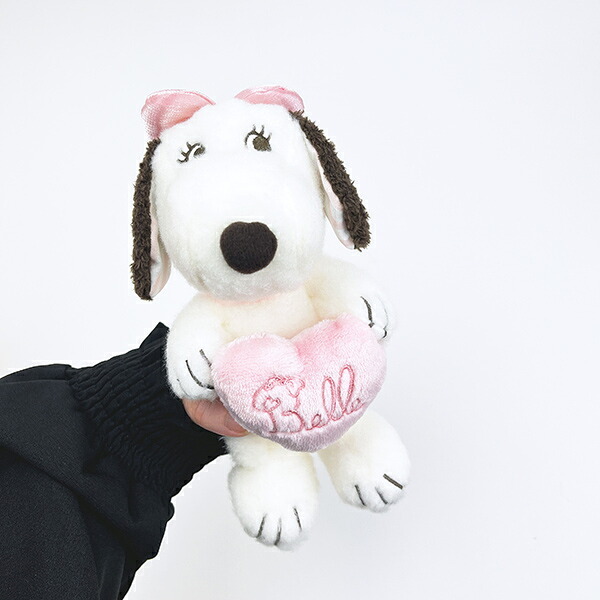 スヌーピー ベル ピンクストライプ  ハート ぬいぐるみ(S) SNOOPY