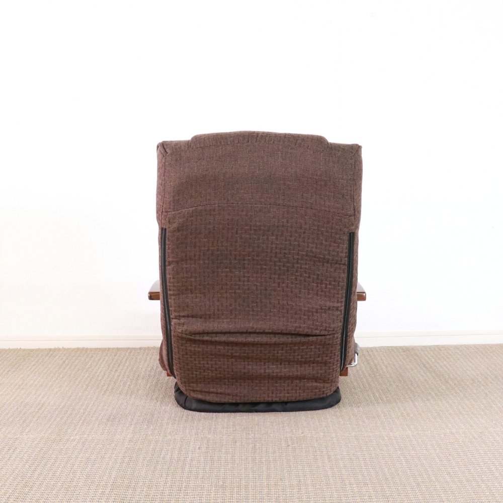 高座椅子 アクシス 回転式 リクライニング 完成品 ポケットコイル グレー・ダークブラウン W58xD67-122xH75cm座面高23cm 座椅子 リクライニングチェア パーソナルチェア 肘付き グレイ ダークブラウン おしゃれ