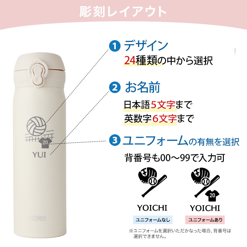 【新色追加】サーモス 水筒 名入れ thermos 真空断熱ケータイマグ 500ml おしゃれ かわいい 名前入り ギフト 保温 保冷 食洗機対応 ワンタッチ プレゼント JNL-S500 JNL-S501 スポーツデザイン