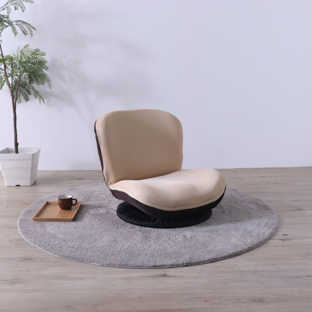 高座椅子 カム 回転式 リクライニング 完成品 360度回転 ブラック・ベージュ W52×D58~92×H52cm座面高15cm 座椅子 リクライニングチェア パーソナルチェア 肘付き ブラック ベージュ おしゃれ