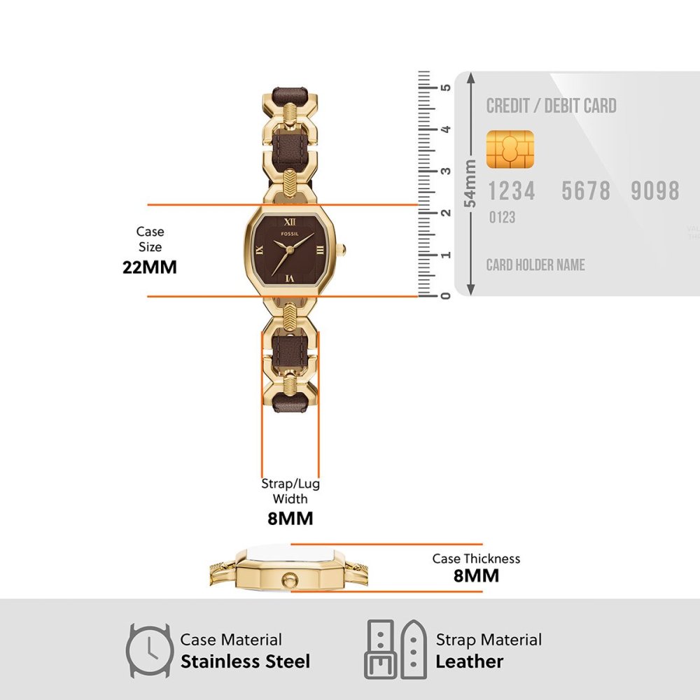 フォッシル FOSSIL 腕時計 レディース HARLOW アナログ ブラウンレザー＆ゴールドトーン ステンレススチールウォッチ ES5497【2026 新作】