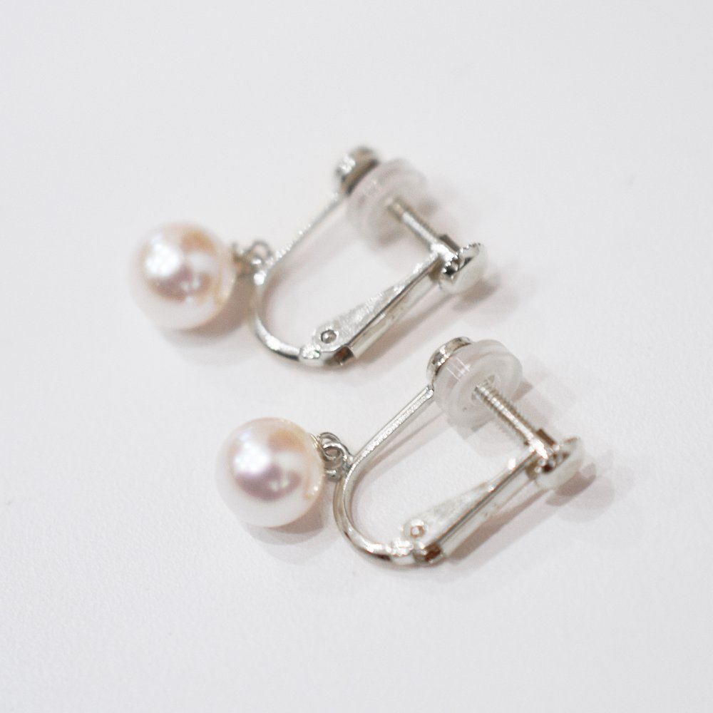 ［pearl594］6mm - 6.5mm ピアス あこや真珠 熊本 天草 本真珠 シンプル イヤリング ブラタイプ