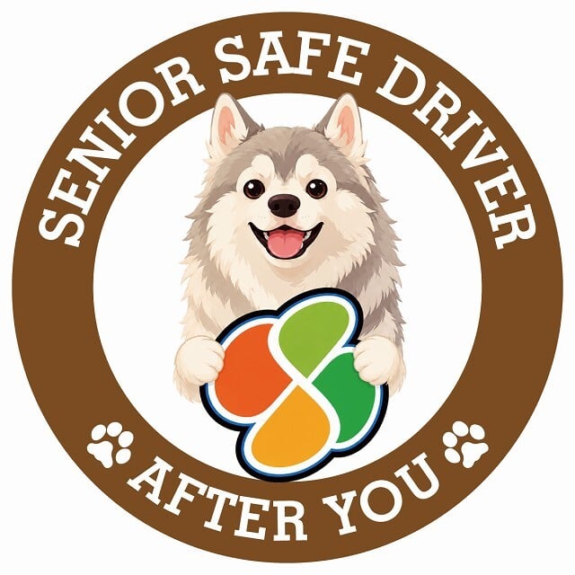 カーサイン 高齢者マーク SENIOR SAFE DRIVER ウルフドッグ ステッカー シール 直径13cm 肉球 日本製 車
