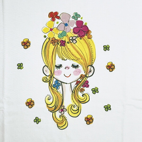 水森亜土 カラーTシャツ(M) フラワー ホワイト アパレル 送料込み