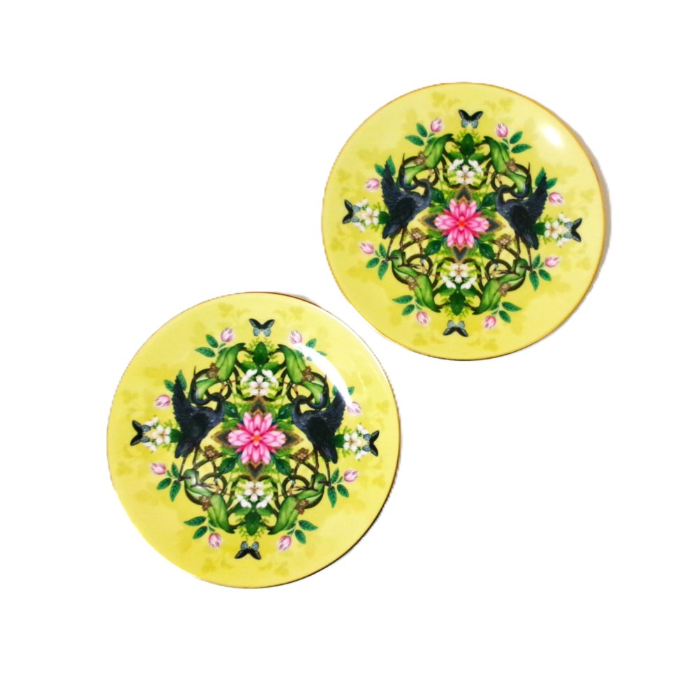 ウェッジウッドWEDGWOOD　ワンダーラストWonderlust　ウォーターリリーWATERLILY　イエロー　２０センチプレート　ペア　【御結婚御祝・内祝・新築御祝・還暦御祝・御礼・寿・ギフト包装可能】