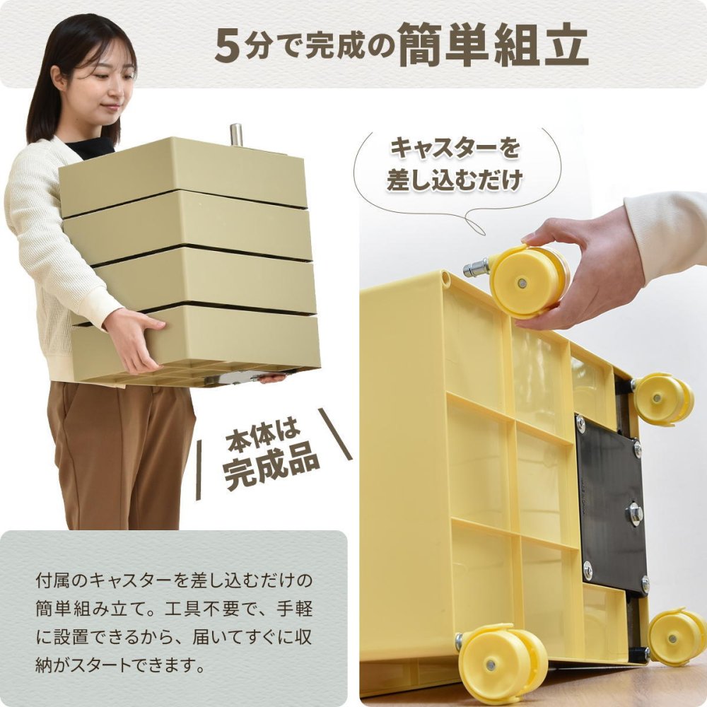 360回転ワゴン 5段 RELS0337 キャスター付きワゴン リビング収納 韓国スタイル ポップ 角型 プラスチック キッチンワゴン トロリー ワゴンラック幅49.5cm 奥行39.5cm 高さ71cm 新生活