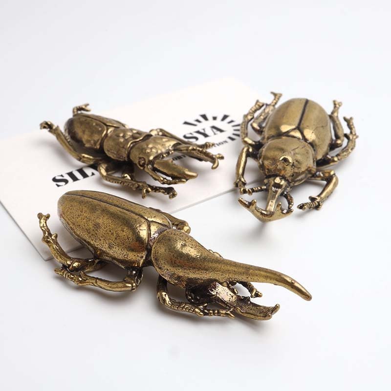 昆虫 カブトムシ クワガタ ヘラクレス 置物 飾り インテリア アンティーク ゴールド ビートル ユニーク リアル 標本 生き物 手のりサイズ レトロ アンティーク 卓上 デスク玄関