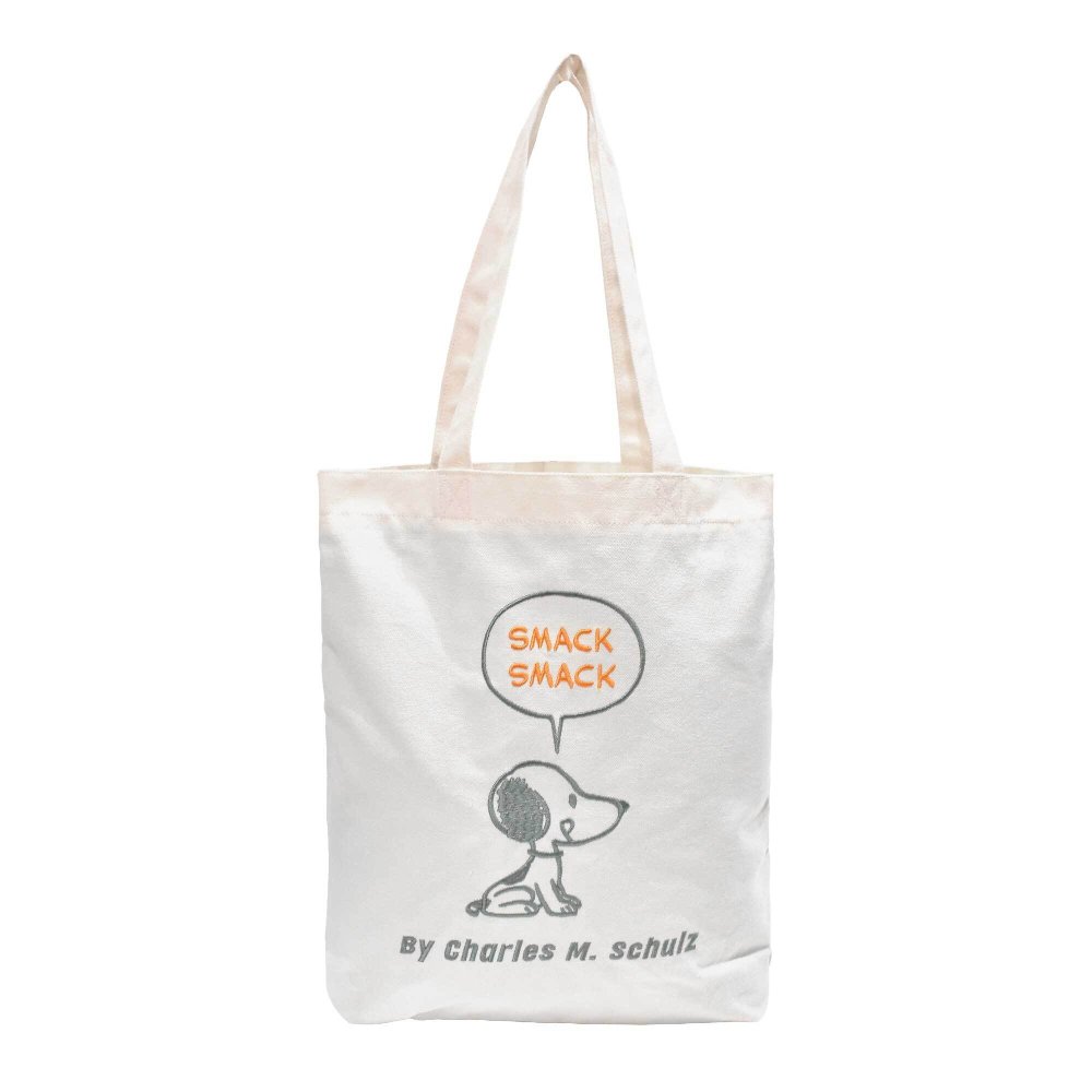 スヌーピー トートバッグ レディース 大人 女性 女の子 SNOOPY 大容量 軽量 軽い A4 B4 600ml ペットボトル 入る 肩掛け マチ 内ポケット キーホルダー 付き キャンバストート サブバッグ エコバッグ おしゃれ かわいい キャラクター グッズ 通学 通勤 散歩 刺繍 アイボリー
