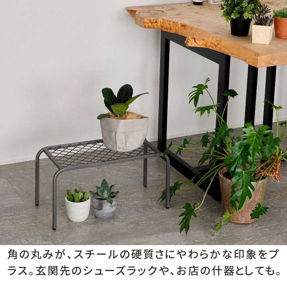 ガーデン アイアンプランタースタンド「TWILL」(ツイル) 中サイズ 2個組 TW005-2P 幅50 高さ25 フラワースタンド 網 脚付き 鉢置き 園芸 花台 花置き棚 ガーデニング 屋外 室内 玄関 庭 ベランダ 植物と暮らす スチール 新生活