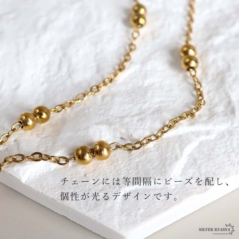 ステンレス ミラーネックレス ローズ ペンダント ゴールド レディース 薔薇模様 ビーズチェーン 花モチーフ オーバル 額縁風 アクセサリー クラシカル アンティーク調 上品 大人可愛い 個性的 きれいめ カジュアル 胸元