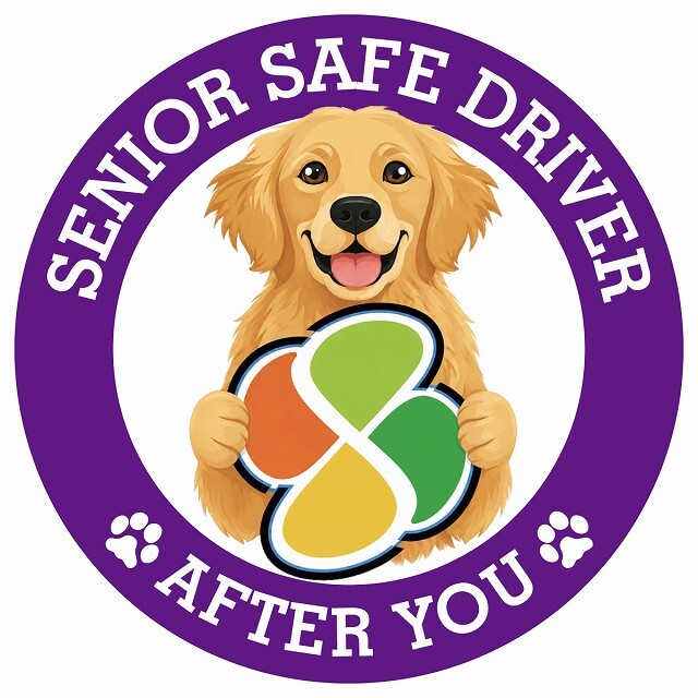 カーサイン 高齢者マーク SENIOR SAFE DRIVER ゴールデンレトリバー ステッカー シール 直径13cm 肉球 日本製 車
