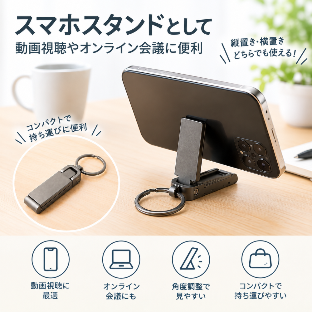 心地よい日常を贈る 2WAYスタンドバッグハンガー（スマホスタンド機能付き） 記念品・お祝い・法人ギフト用個装箱入り