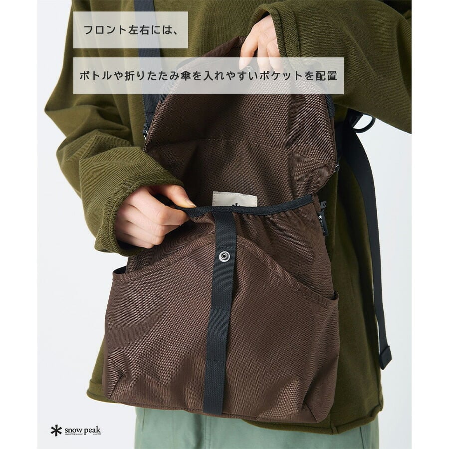 snowpeak Recycled Cordura Shoulder Bag ショルダーバッグ 斜め掛け 普段使い 使いやすい シンプル レディース メンズ ギフト プレゼント ブラック bb26su015