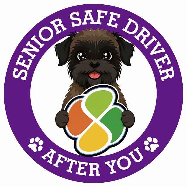 カーサイン 高齢者マーク SENIOR SAFE DRIVER ベルジアングリフォン ステッカー シール 直径13cm 肉球 日本製 車