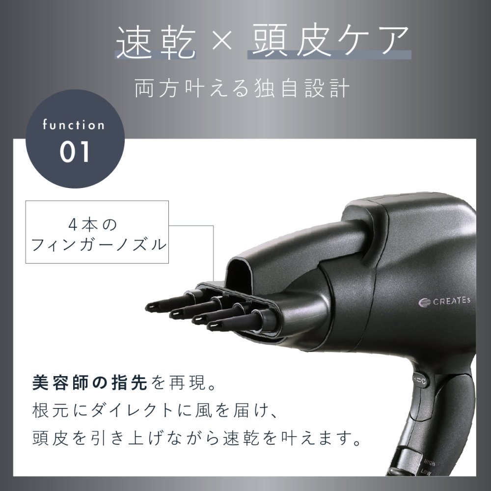 ヘアドライヤー クレイツ スパドライヤー ボリューミン CREATE ION フィンガーノズル 根元立ち上げ 根元ふんわり ボリュームアップ ペタン髪 猫っ毛 クレイツイオン マイナスイオン 1200W 軽量 ヘアケア スタイリング 美容家電 女性 母 妻 誕生日 母の日 プレゼント ギフト
