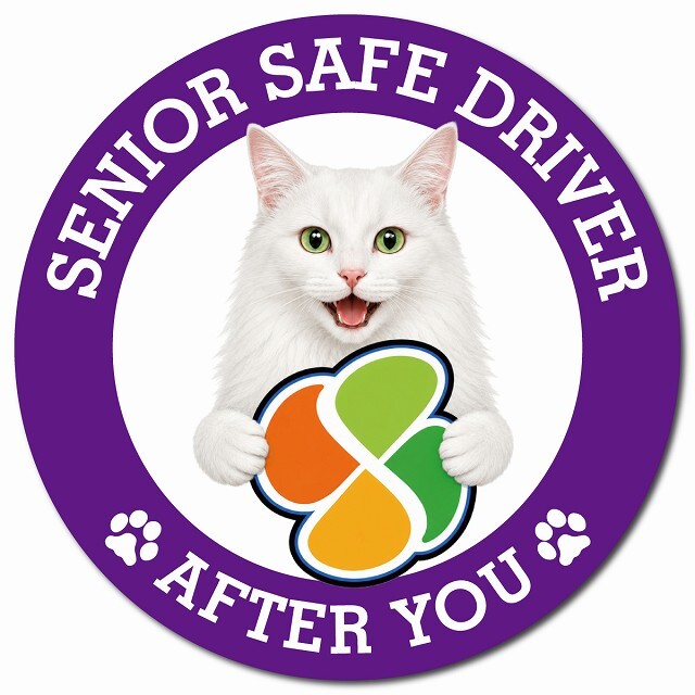 カーサイン 高齢者マーク SENIOR SAFE DRIVER ターキッシュアンゴラ マグネット 強力 直径13cm 肉球 日本製 車 ステッカー