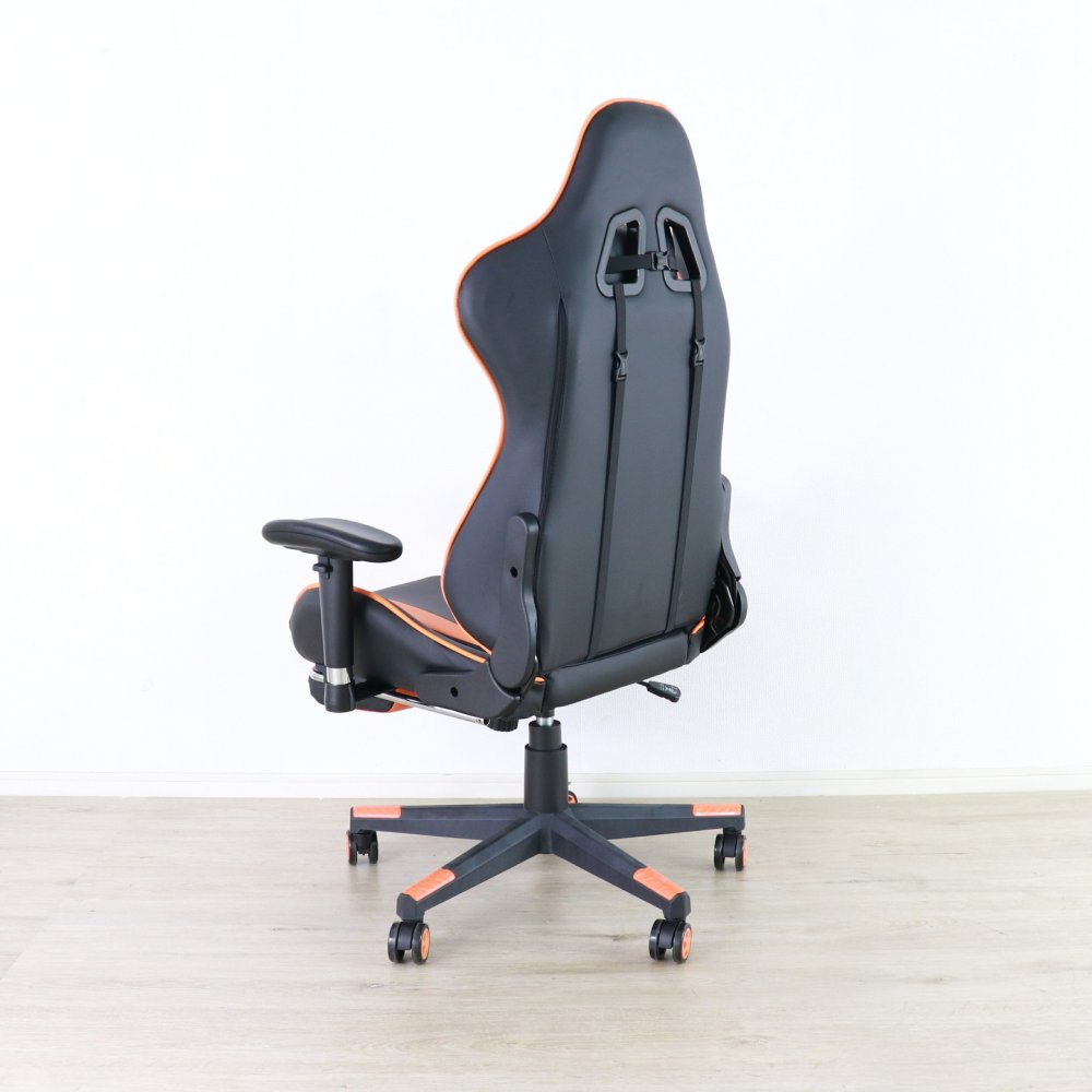 ゲーミングチェア 高さ調節 フットレスト付き グレー・ホワイト・オレンジ W70xD65xH123-133cm座面高44-54cm デスクチェア オフィスチェア パソコンチェア フットレスト グレイ ホワイト オレンジ おしゃれ 新生活