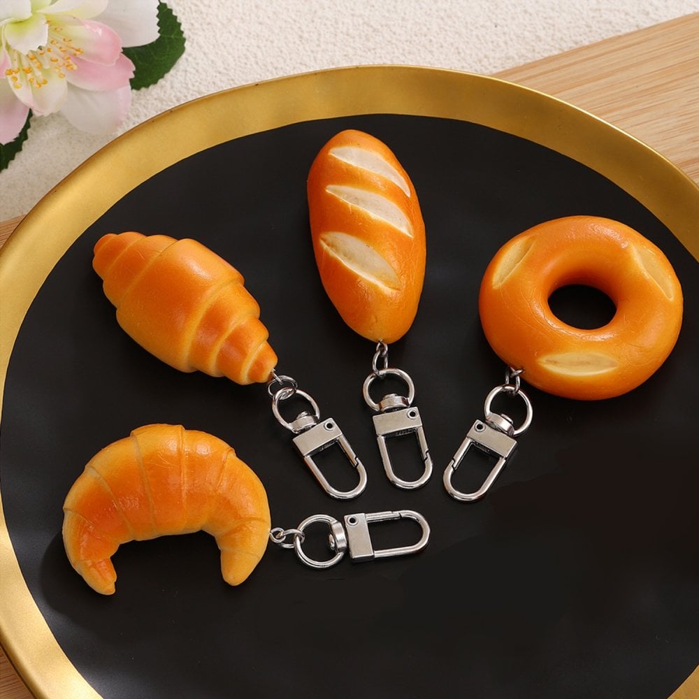パン キーホルダー 食品サンプル風 ミニチュア フード バッグチャーム ドーナツ バゲット クロワッサン 牛角パン かわいい おしゃれ 鍵飾り 小物 雑貨 プレゼント