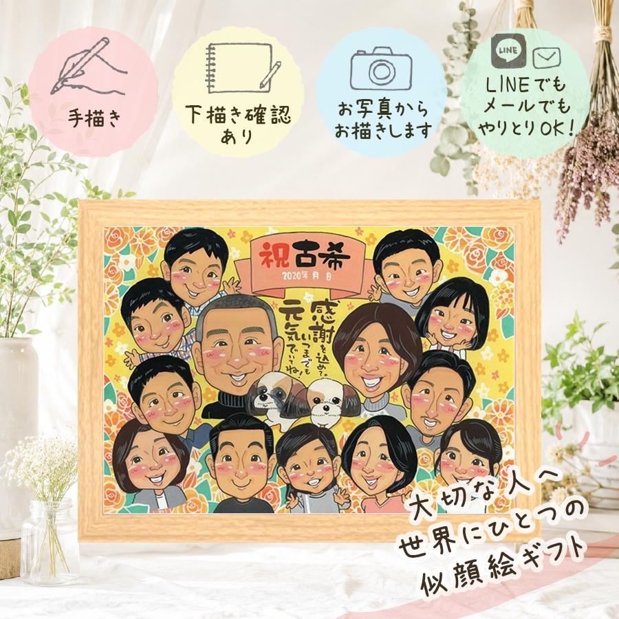 誕生日のお祝いに、贈った瞬間の笑顔まで楽しみになる一枚。 古希祝い プレゼント 似顔絵 手描き 贈り物 名入れ ギフト 誕生日 敬老の日 長寿 お祝い 記念日 大人数 ご両親 祖父母 家族 下書き確認 名入れ 修正無料 サプライズ 実績多数 喜ばれる 宝物 古希祝い 傘寿 宝物 70歳 白寿祝い 大量注文 キレイ 闘病中の方への励まし ブライダルギフト バレンタインデー 快気祝い クリスマス