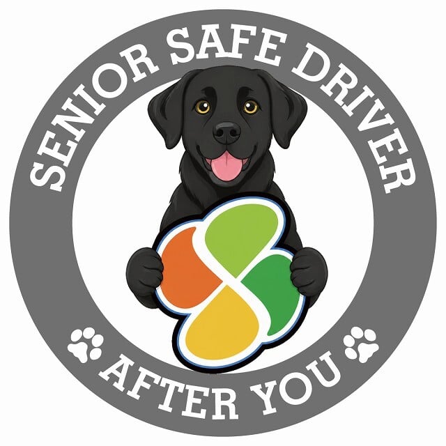 カーサイン 高齢者マーク SENIOR SAFE DRIVER ラブラドール ステッカー シール 直径13cm 肉球 日本製 車