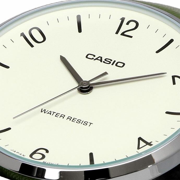 CASIO 腕時計 カシオ 時計 ウォッチ チープカシオ チプカシ クオーツ メンズ 腕時計 アイボリー×グリーンレザーバンド MTP-VT03L-7B 海外モデル  [並行輸入品]