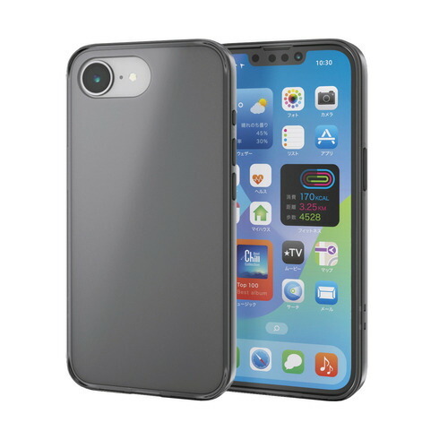 エレコム PM-A25SHVCKBK iPhone 16e ハイブリッドケース マットブラック(ラバーコート) メタルステッカー付